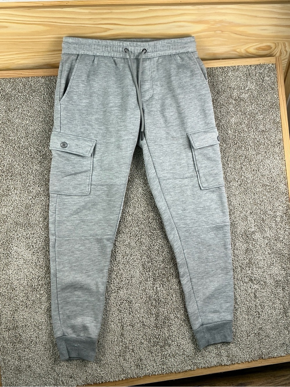 Ring of Fire Men's Light Gray Cargo Jogger Sweatpants